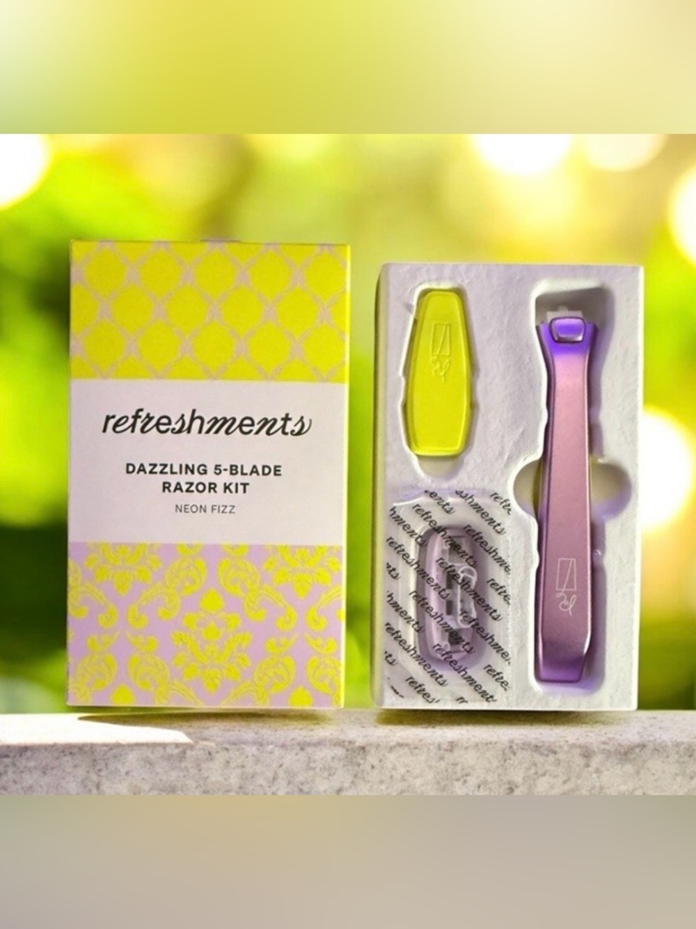 REFRESHMENTS Dazzling 5-Blade Razor Kit NEON FIZZ ~ NEW IN BOX